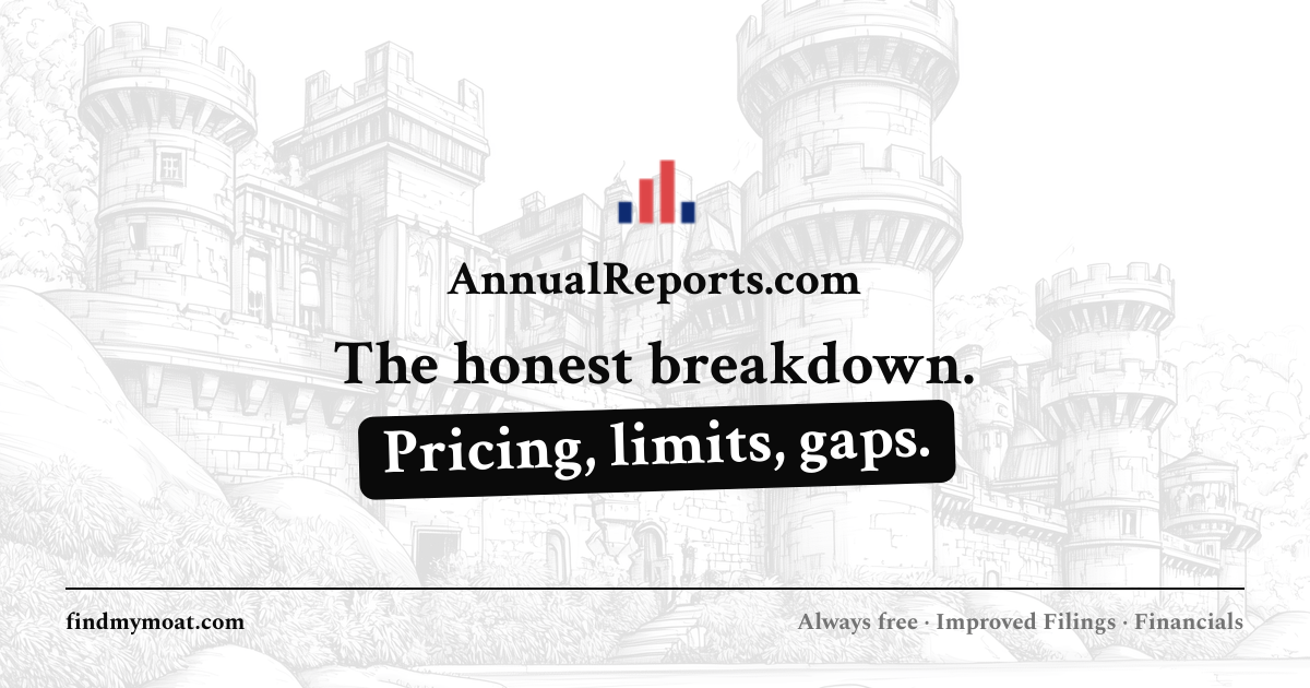 AnnualReports.com Review, Pricing, and Features (2026) | Find My Moat